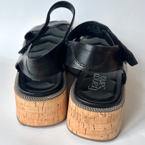 Franco Sarto Ozio Black with Cork Platform Sandals - Picture 3 of 7